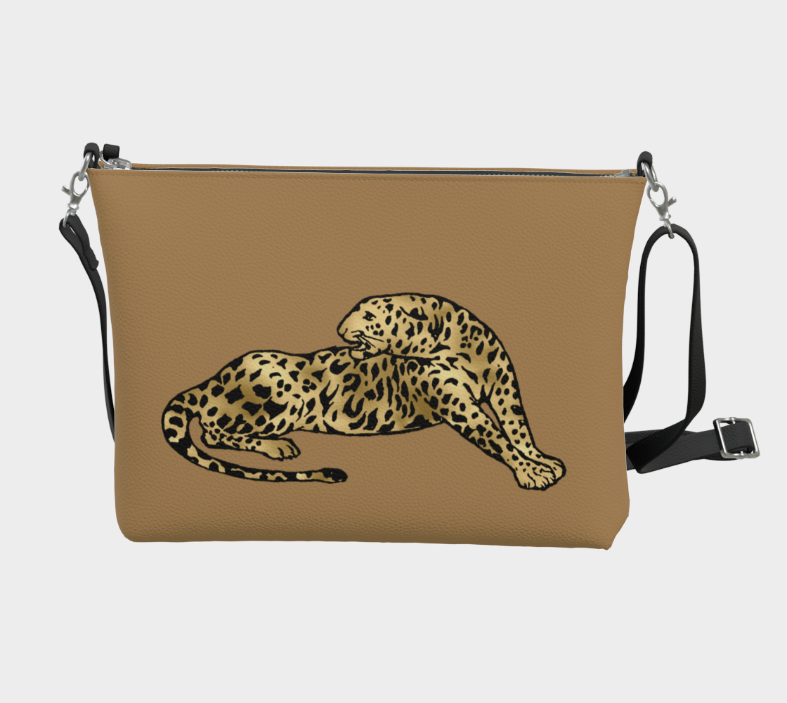 SUZANNA Leopard on Classic Tan Vegan Leather Crossbody Purse