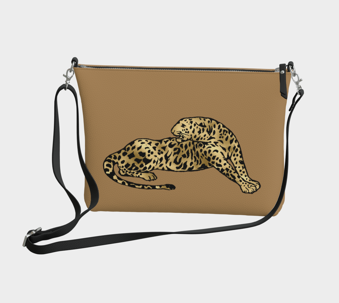 SUZANNA Leopard on Classic Tan Vegan Leather Crossbody Purse