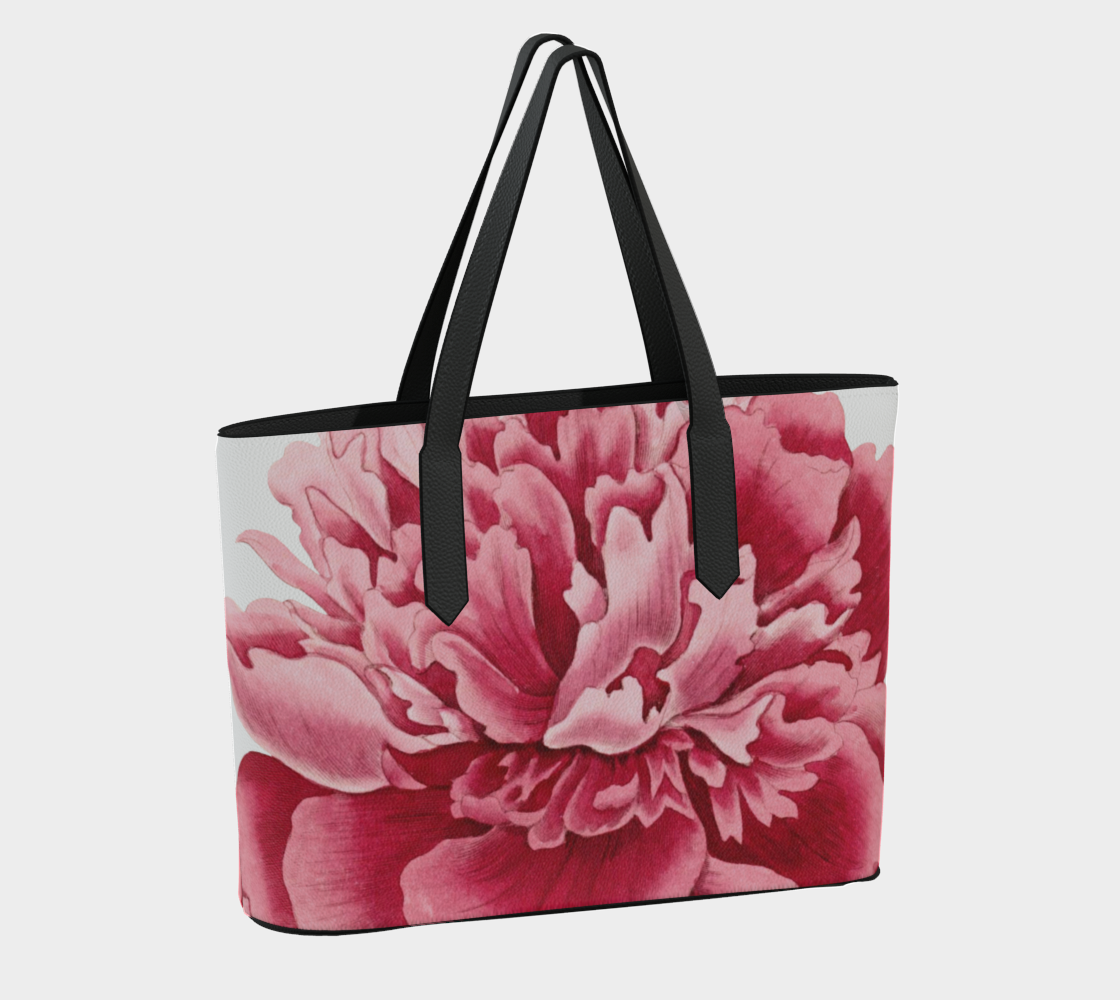 Deep Pink Flower Vegan Leather Tote