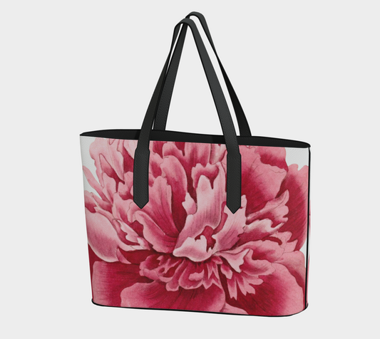 Deep Pink Flower Vegan Leather Tote