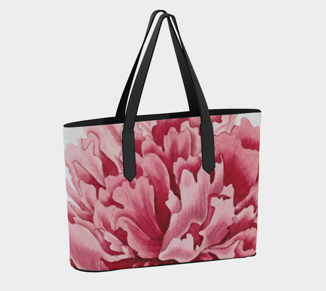 Pink Peony Vegan Leather Tote Bag