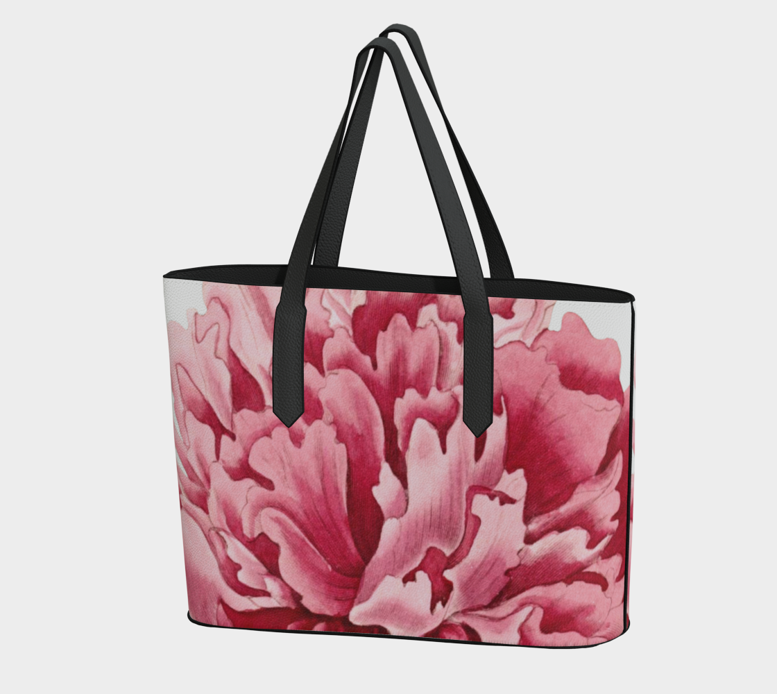 Pink Peony Vegan Leather Tote Bag
