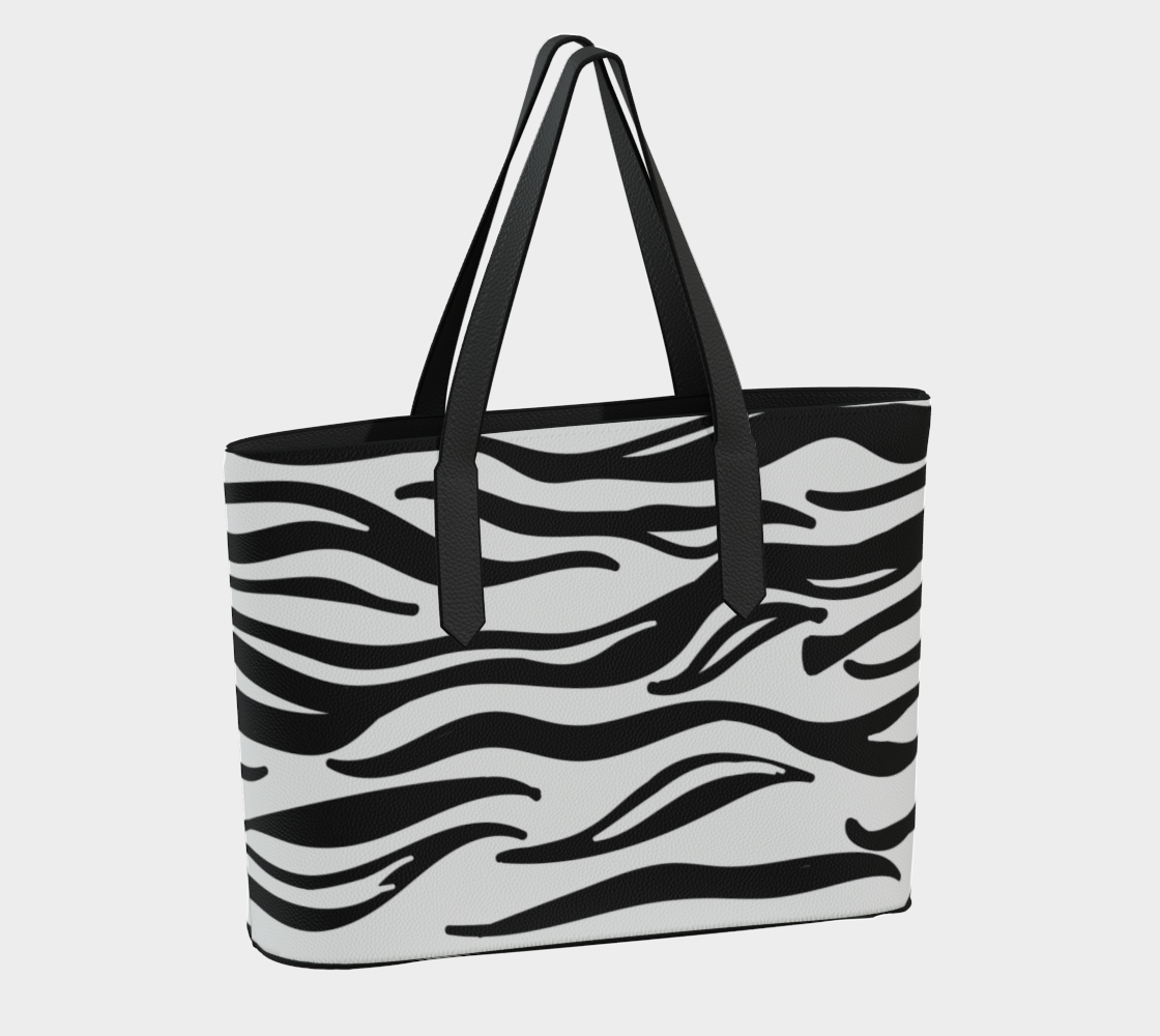 Black & White Zebra Print Vegan Leather Tote Bag