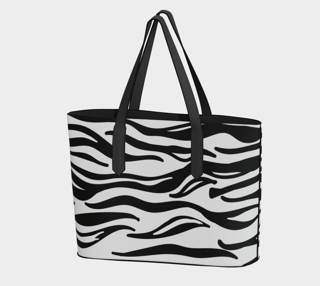 Black & White Zebra Print Vegan Leather Tote Bag