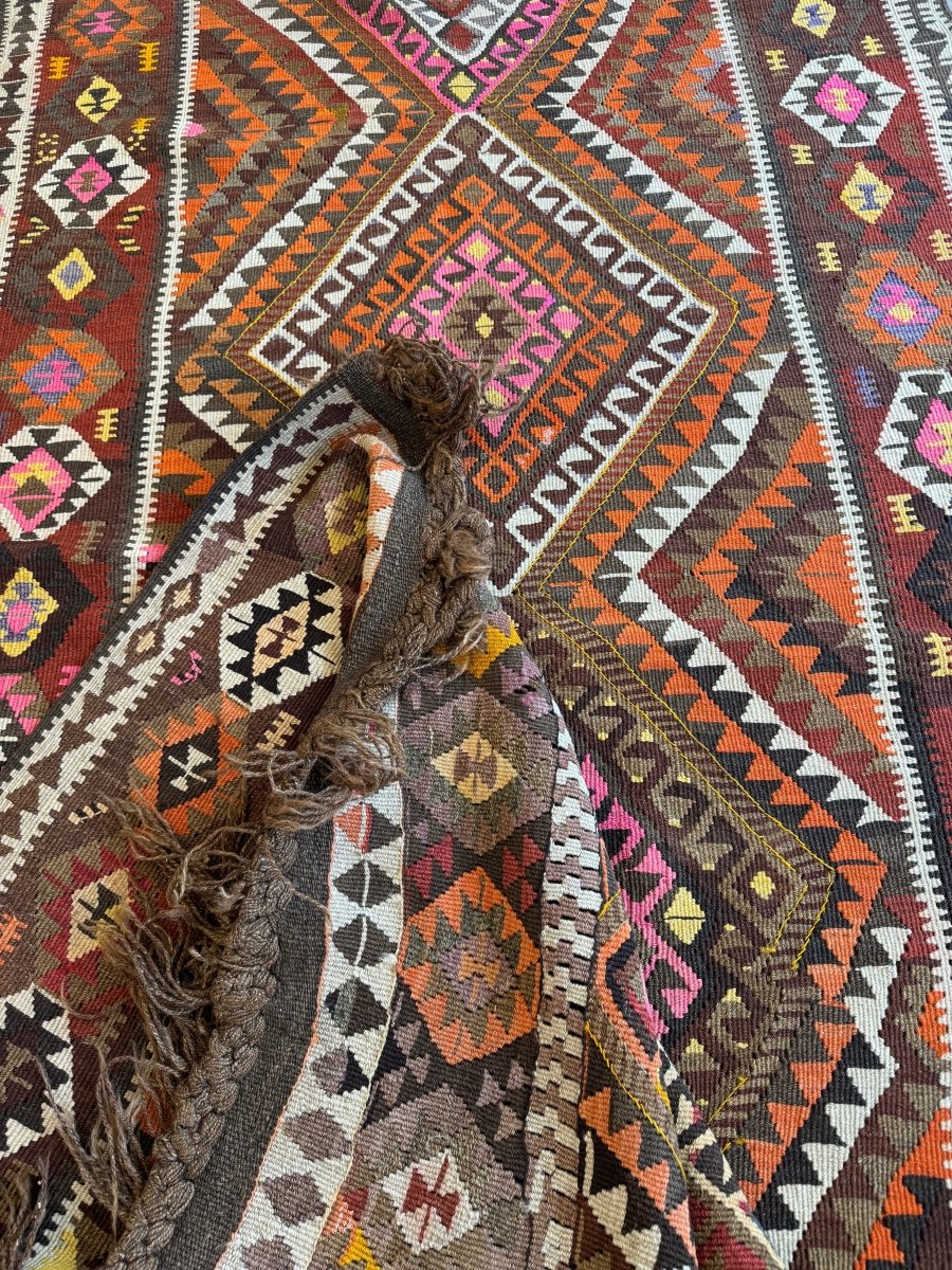 Turkish Kars Kilim Rug | 3' 11" x 10' 6"