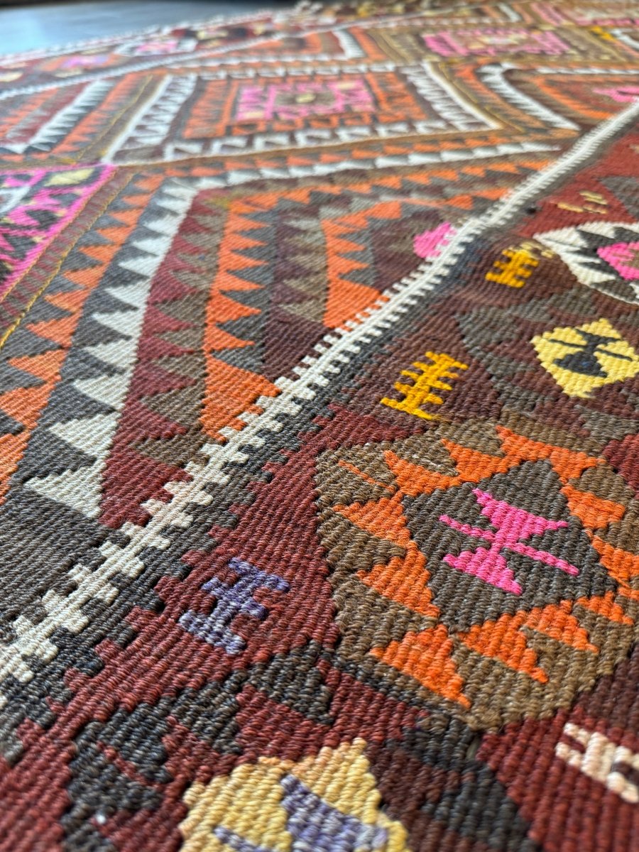 Turkish Kars Kilim Rug | 3' 11" x 10' 6"