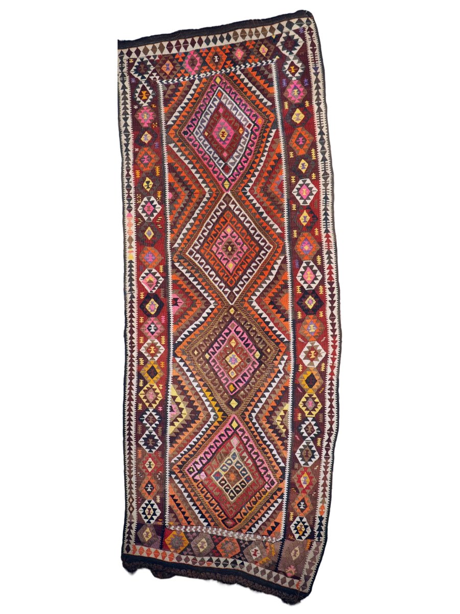 Turkish Kars Kilim Rug | 3' 11" x 10' 6"