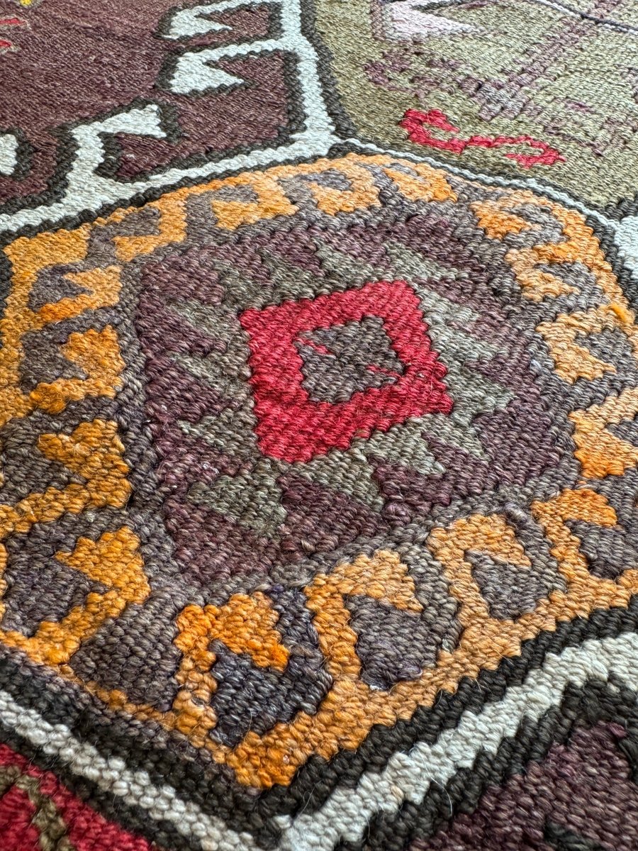 Turkish Kars Kilim Runner Rug | 3' 11" x 8' 10"