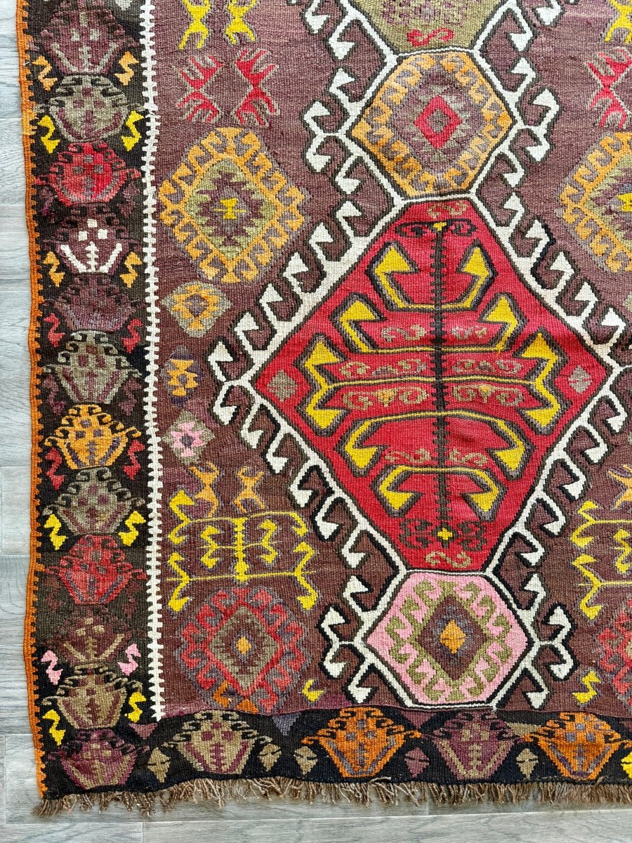 Turkish Kars Kilim Runner Rug | 3' 11" x 8' 10"