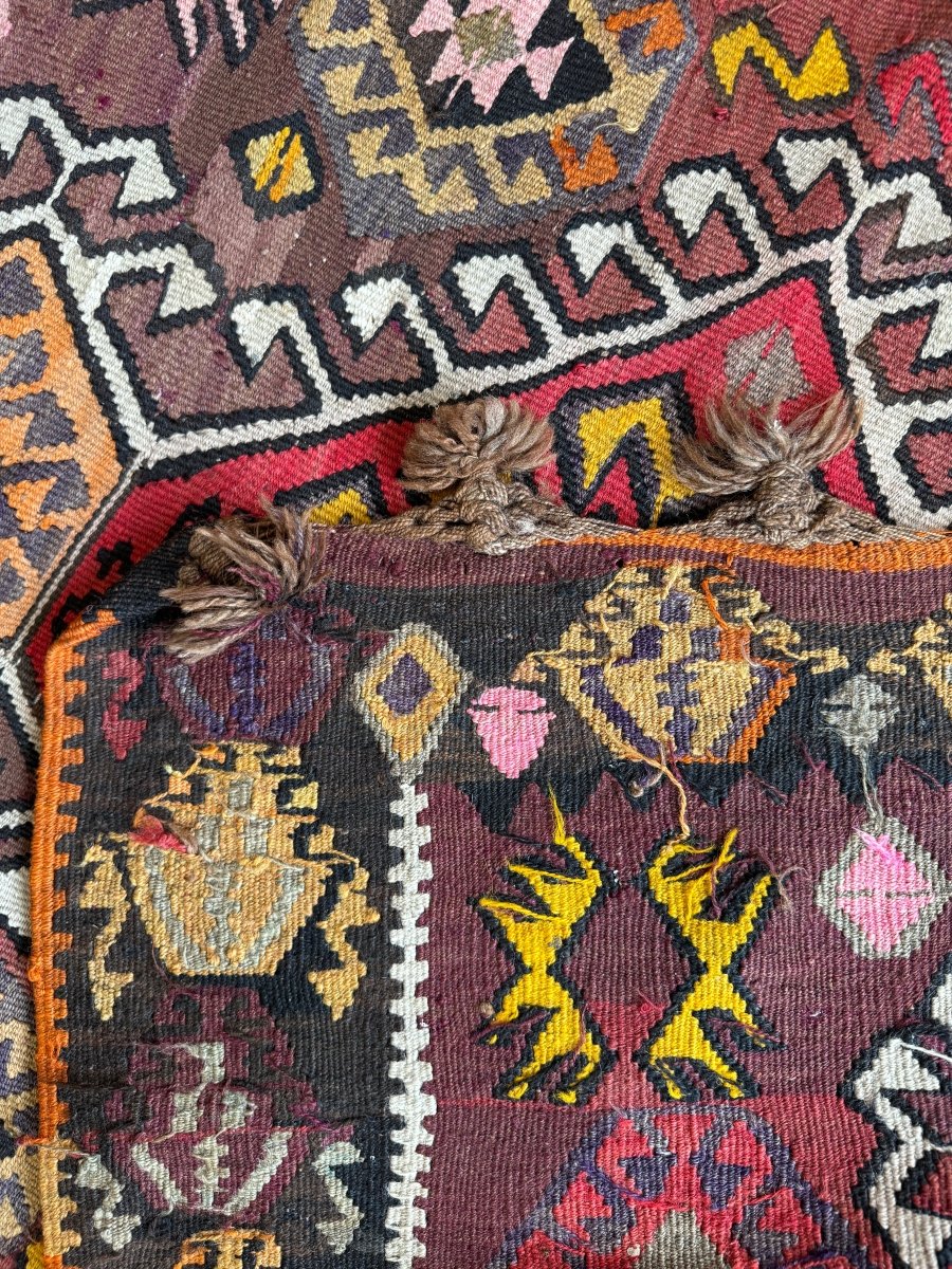 Turkish Kars Kilim Runner Rug | 3' 11" x 8' 10"