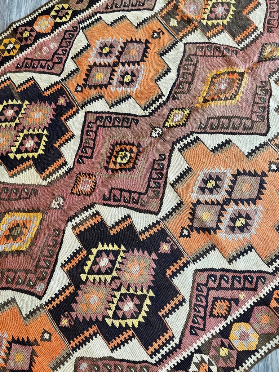 Turkish Kars Kilim Runner Rug | 4' 2" x 11' 6"