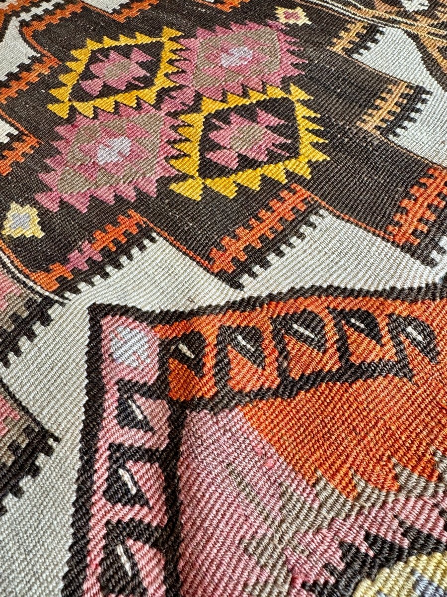 Turkish Kars Kilim Runner Rug | 4' 2" x 11' 6"