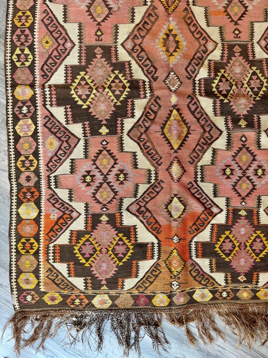 Turkish Kars Kilim Runner Rug | 4' 2" x 11' 6"